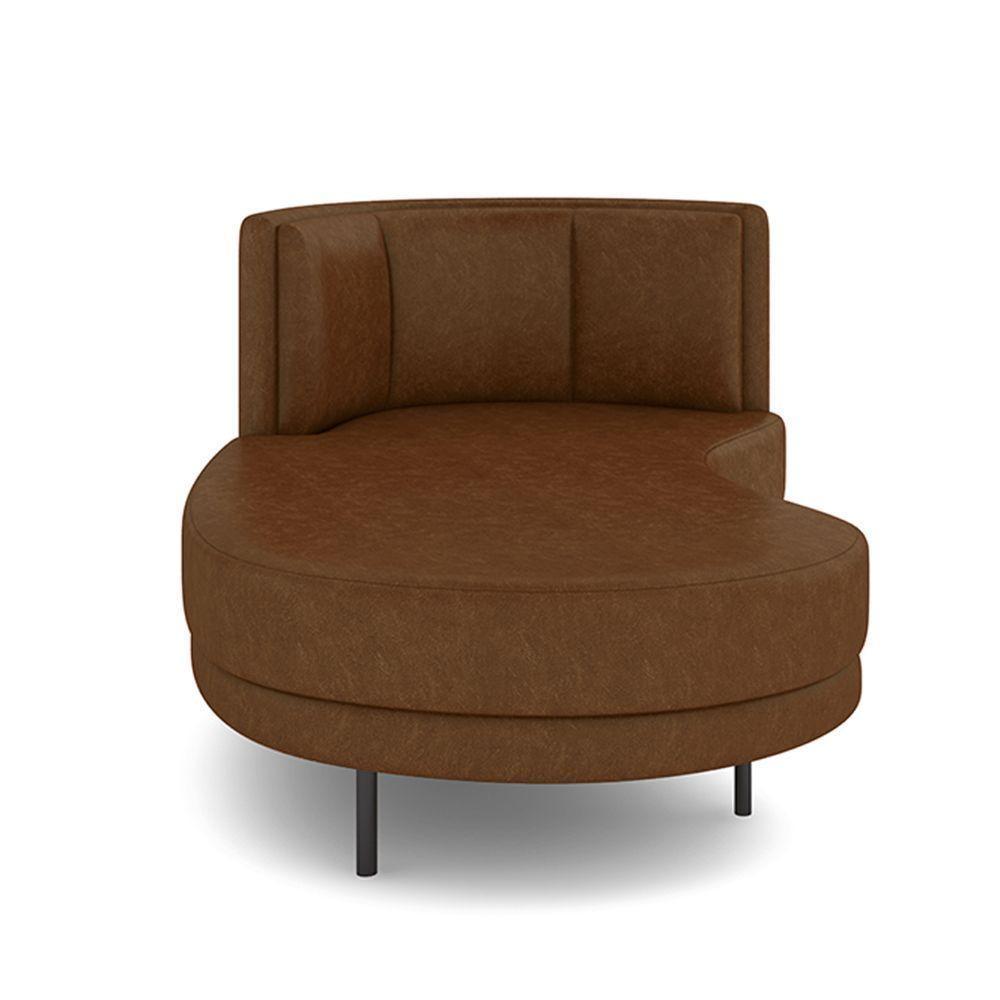 Sofá Chaise Lado Esquerdo Downey Sala De Estar Pu Marrom G15 - Gran Belo - 5