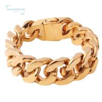 Pulseira Masculina Bracelete 20mm Elo Cubano Banhada Ouro - 3