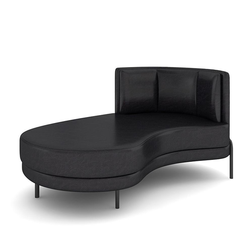 Sofá Chaise Lado Esquerdo Downey Sala De Estar Pu Preto G15 - Gran Belo - 4