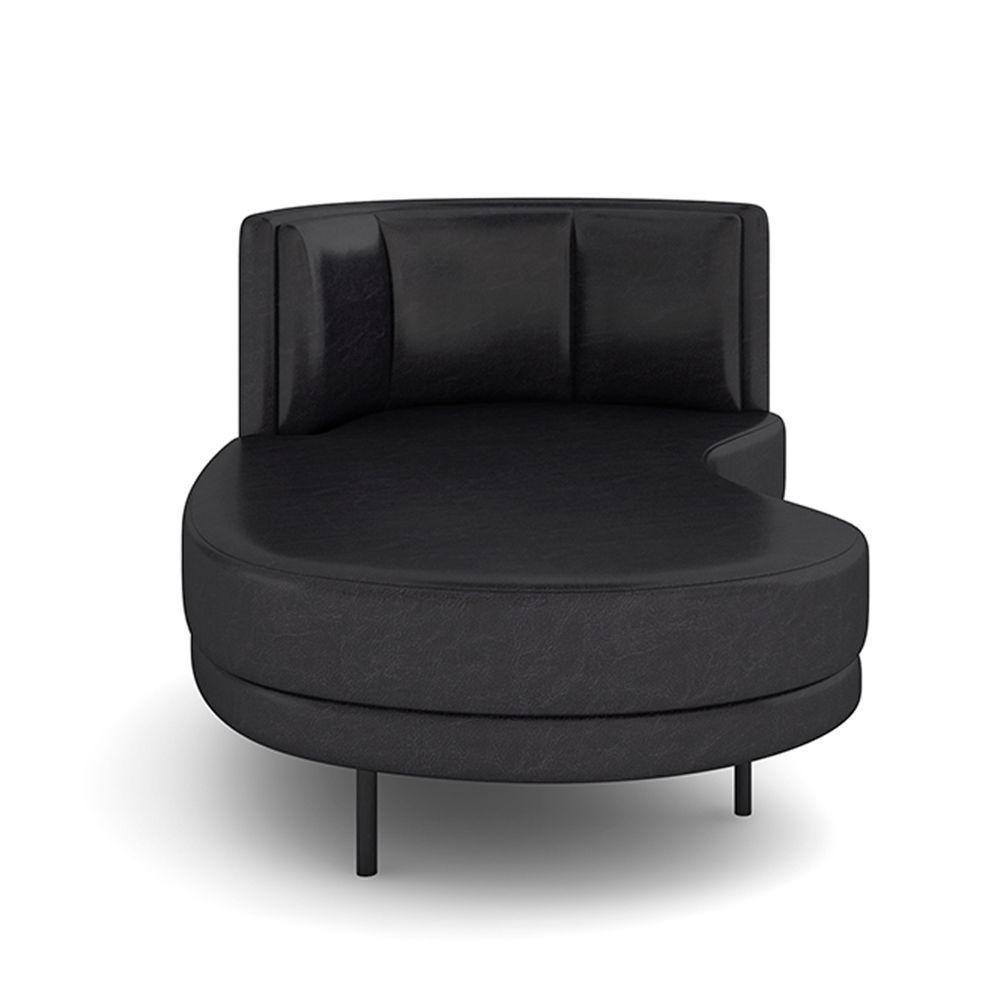 Sofá Chaise Lado Esquerdo Downey Sala De Estar Pu Preto G15 - Gran Belo - 5