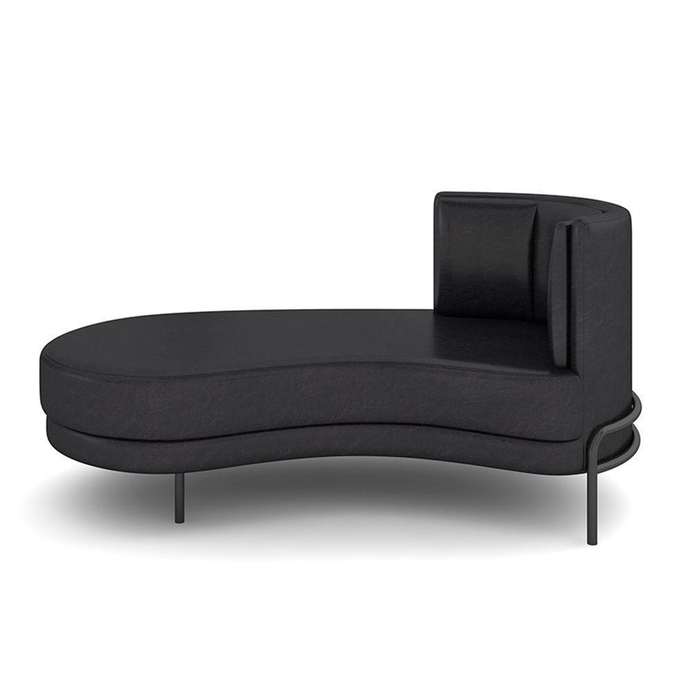 Sofá Chaise Lado Esquerdo Downey Sala De Estar Pu Preto G15 - Gran Belo - 7