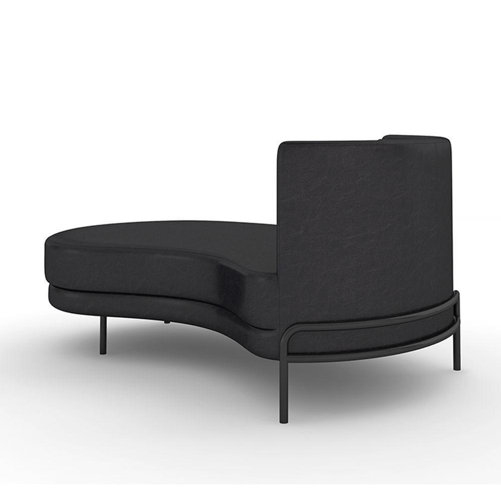 Sofá Chaise Lado Esquerdo Downey Sala De Estar Pu Preto G15 - Gran Belo - 8