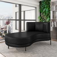 Sofá Chaise Lado Esquerdo Downey Sala De Estar Pu Preto G15 - Gran Belo - 1