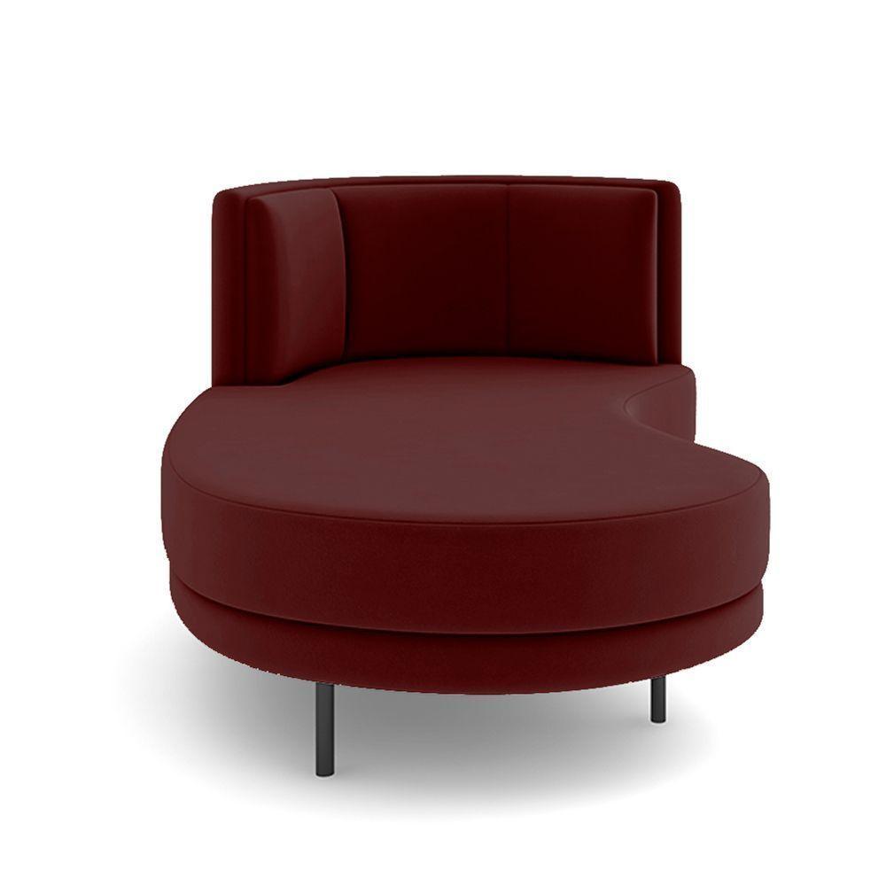 Sofá Chaise Lado Esquerdo Downey Sala De Estar Veludo Vermelho G15 - Gran Belo - 5