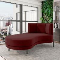 Sofá Chaise Lado Esquerdo Downey Sala De Estar Veludo Vermelho G15 - Gran Belo - 1