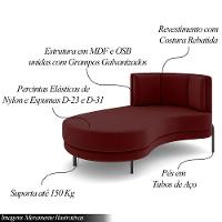 Sofá Chaise Lado Esquerdo Downey Sala De Estar Veludo Vermelho G15 - Gran Belo - 2