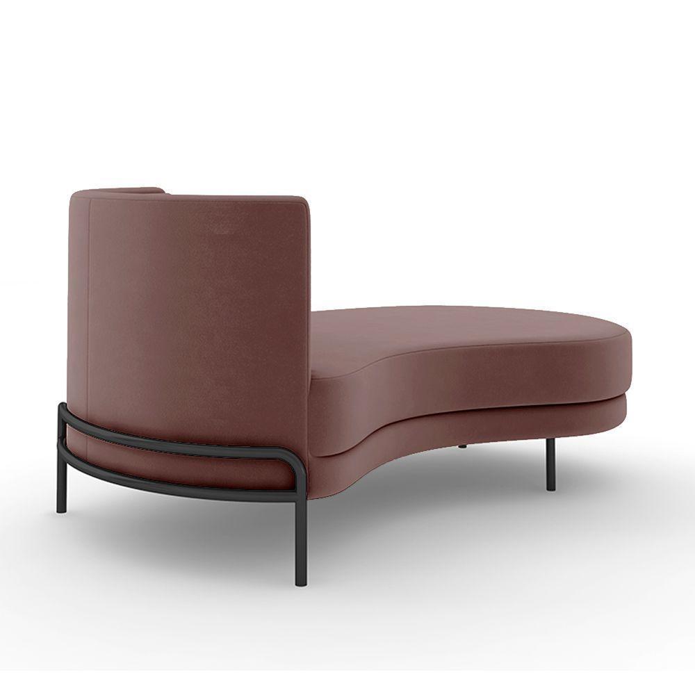Sofá Chaise Lado Direito Downey Sala De Estar Veludo Rosê G15 - Gran Belo - 6