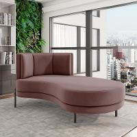 Sofá Chaise Lado Direito Downey Sala De Estar Veludo Rosê G15 - Gran Belo - 1