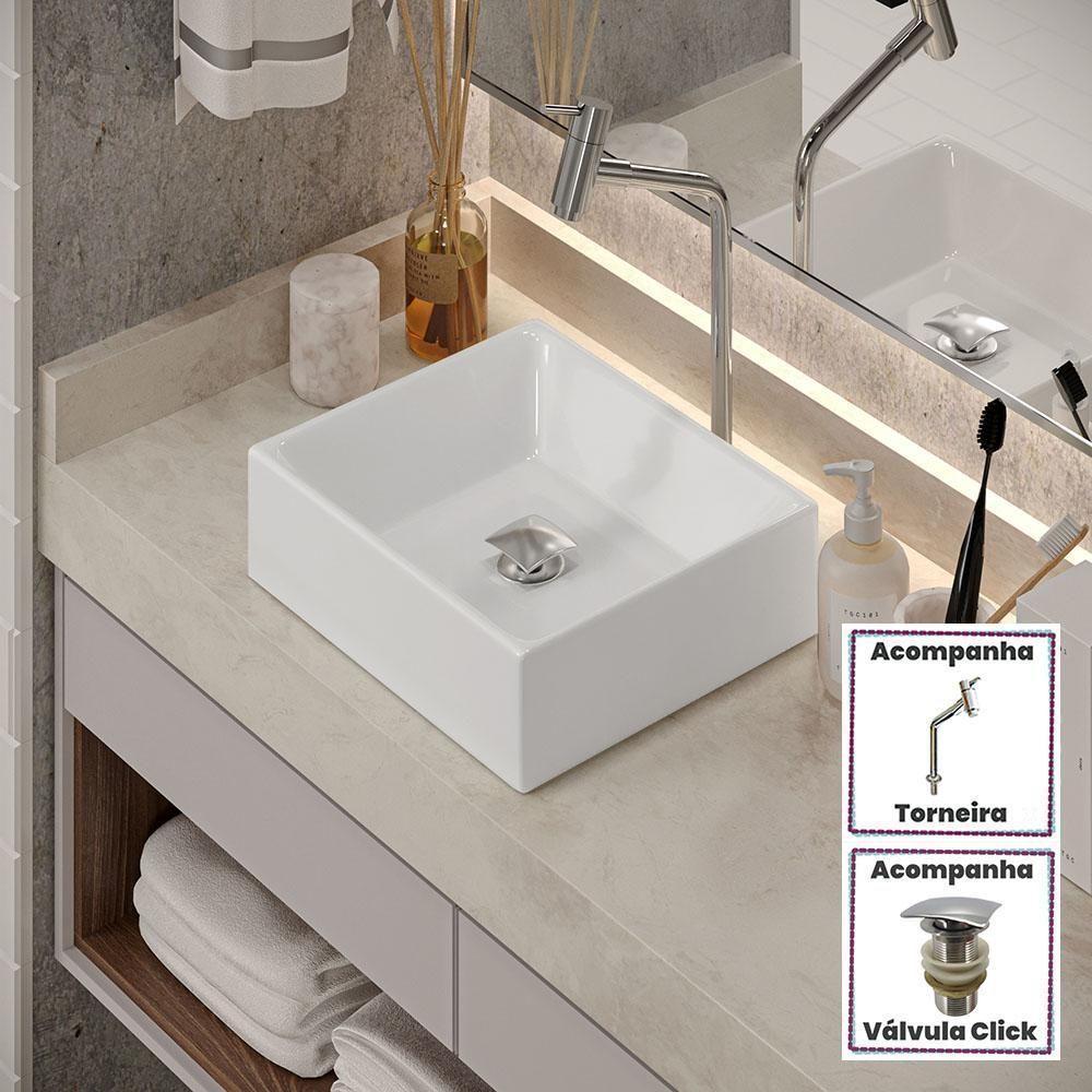 Kit Cuba Tulipa Sobrepor Com Torneira Dl08 E Valvula Click Branco Branco - 2