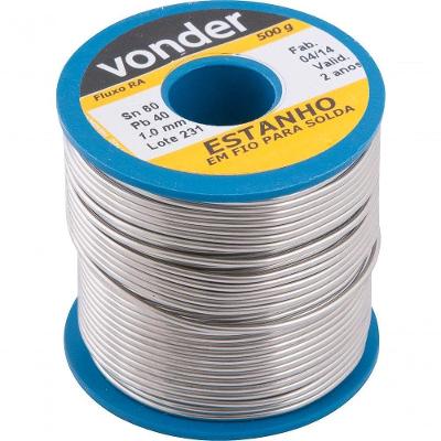 Estanho Em Fio 1,0 Mm 60 X 40 500 G