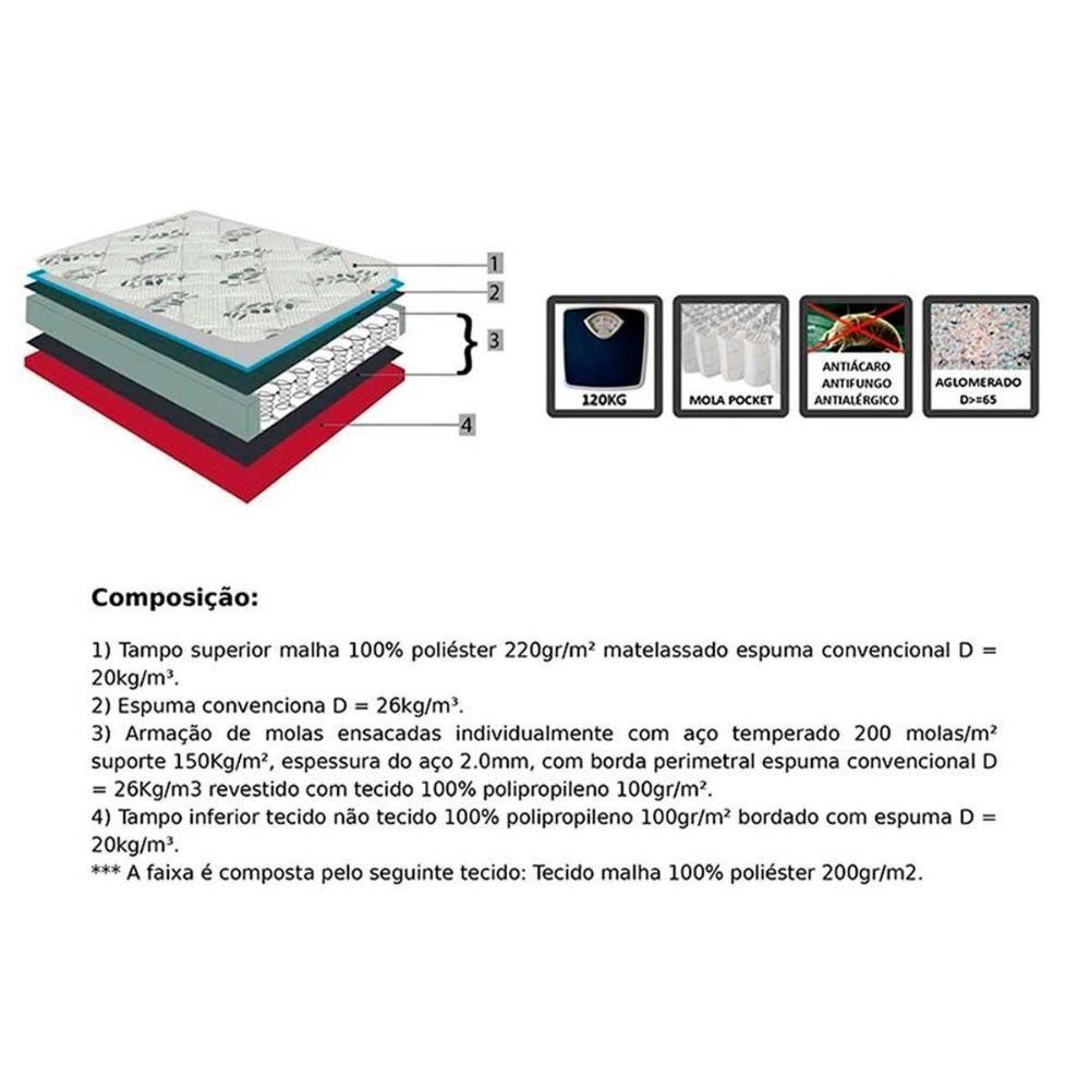 Cama Box Queen: Colchão Molas Orthoflex MasterPocket Ensacadas Starflex Black + Base CRC Suede Black(158x198) - 5