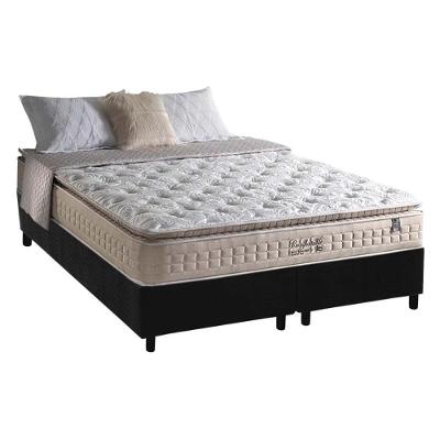 Cama Box Queen: Colchão Molas Ensacadas Anjos MasterPocket Confortable + Base CRC Suede Preto(158x198)