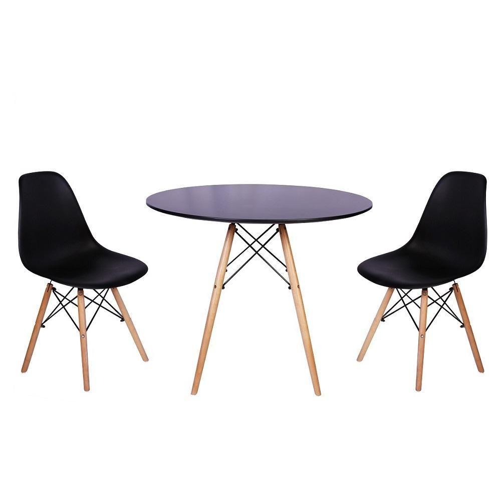 Kit Mesa Jantar Eiffel 80cm Preta 2 Cadeiras Charles Eames Preta - 1