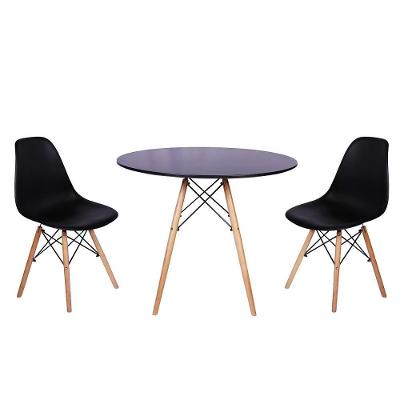 Kit Mesa Jantar Eiffel 80cm Preta 2 Cadeiras Charles Eames Preta