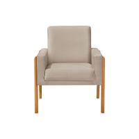 Kit 4 Poltronas Sala De Espera Pés Em Madeira Santorini Veludo Bege - Bege