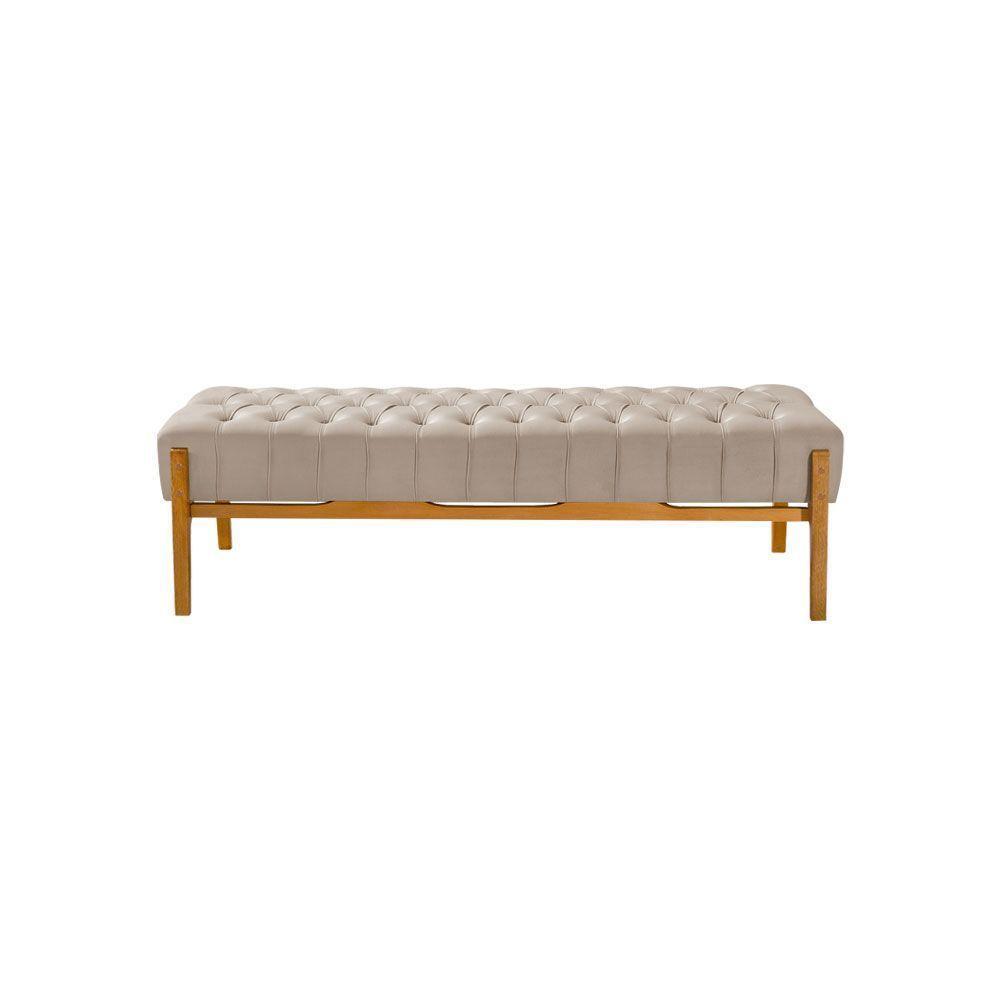 Recamier Base Em Madeira Puerto 1,50m Capitonê Veludo Bege - Bege - 3