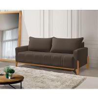 Sofá Living Base Em Madeira Maciça 4 Lugares 2,10m Búzios Veludo Marrom - Marrom - 1