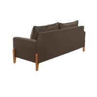 Sofá Living Base Em Madeira Maciça 4 Lugares 2,10m Búzios Veludo Marrom - Marrom