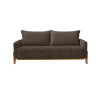 Sofá Living Base Em Madeira Maciça 4 Lugares 2,10m Búzios Veludo Marrom - Marrom - 5