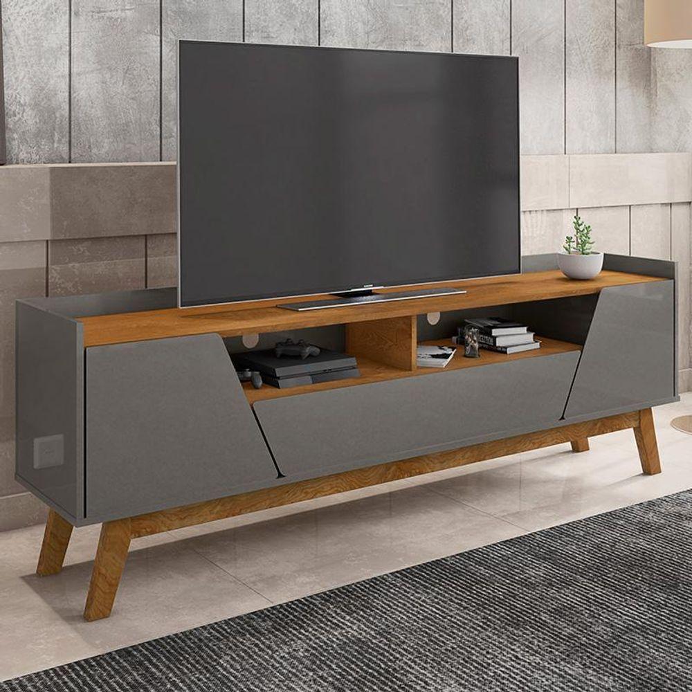 Rack Sala Florença Para Tv Até 70 Polegadas Com Pés Madeira Titanium/naturale Titanium/naturale - 1