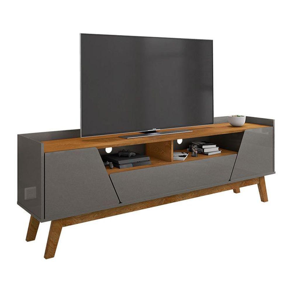 Rack Sala Florença Para Tv Até 70 Polegadas Com Pés Madeira Titanium/naturale Titanium/naturale - 3