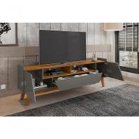 Rack Sala Florença Para Tv Até 70 Polegadas Com Pés Madeira Titanium/naturale Titanium/naturale - 4