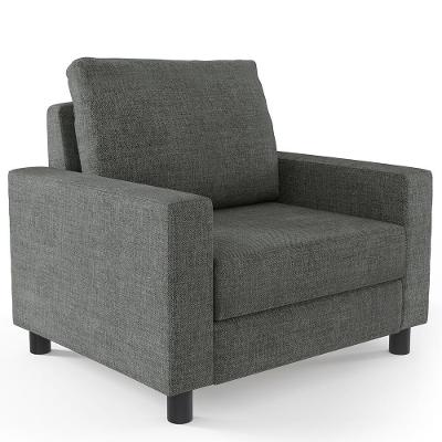 Poltrona Decorativa Malta L02 Para Sala De Estar Linho Cinza Lyam Decor