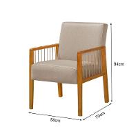 Poltrona Decorativa Base Em Madeira Maciça E Corda Náutica Copacabana Linho Bege - Bege - 3