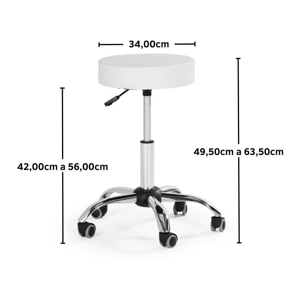 Banqueta Mocho Sem Encosto Com Regulagem De Altura - Branco - 5
