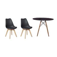 Kit Mesa Jantar Eiffel 80cm Preta + 02 Cadeiras Leda Preta - 1