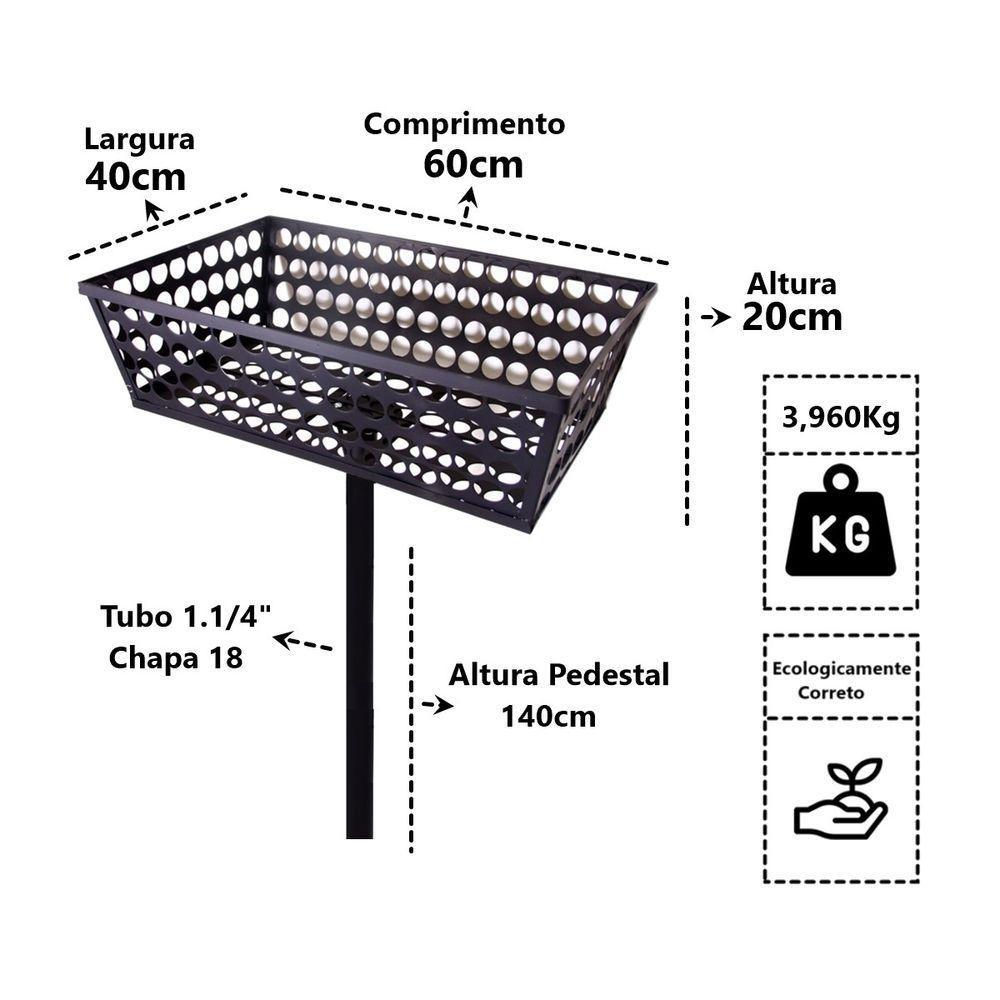 Lixeira Retangular Pequena Chapa Aço Calçada Rua 60x40x20cm - 2