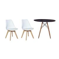 Kit Mesa Jantar Eiffel 80cm Preta + 02 Cadeiras Leda - Branca - 2
