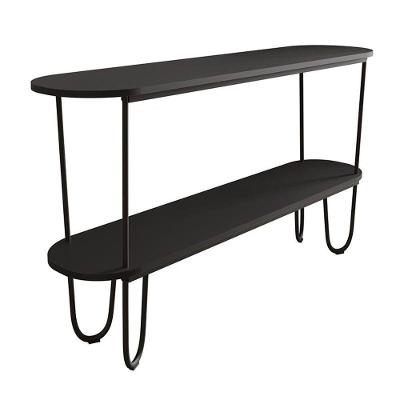 Aparador Requinte Pés De Aço Tubolar 160 Cm Preto/preto Preto/preto