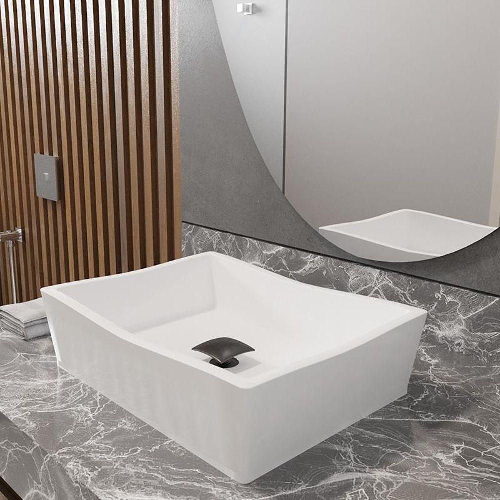 Conjunto Cuba De Apoio Com Valvula Inox Black Branco Branco - 1