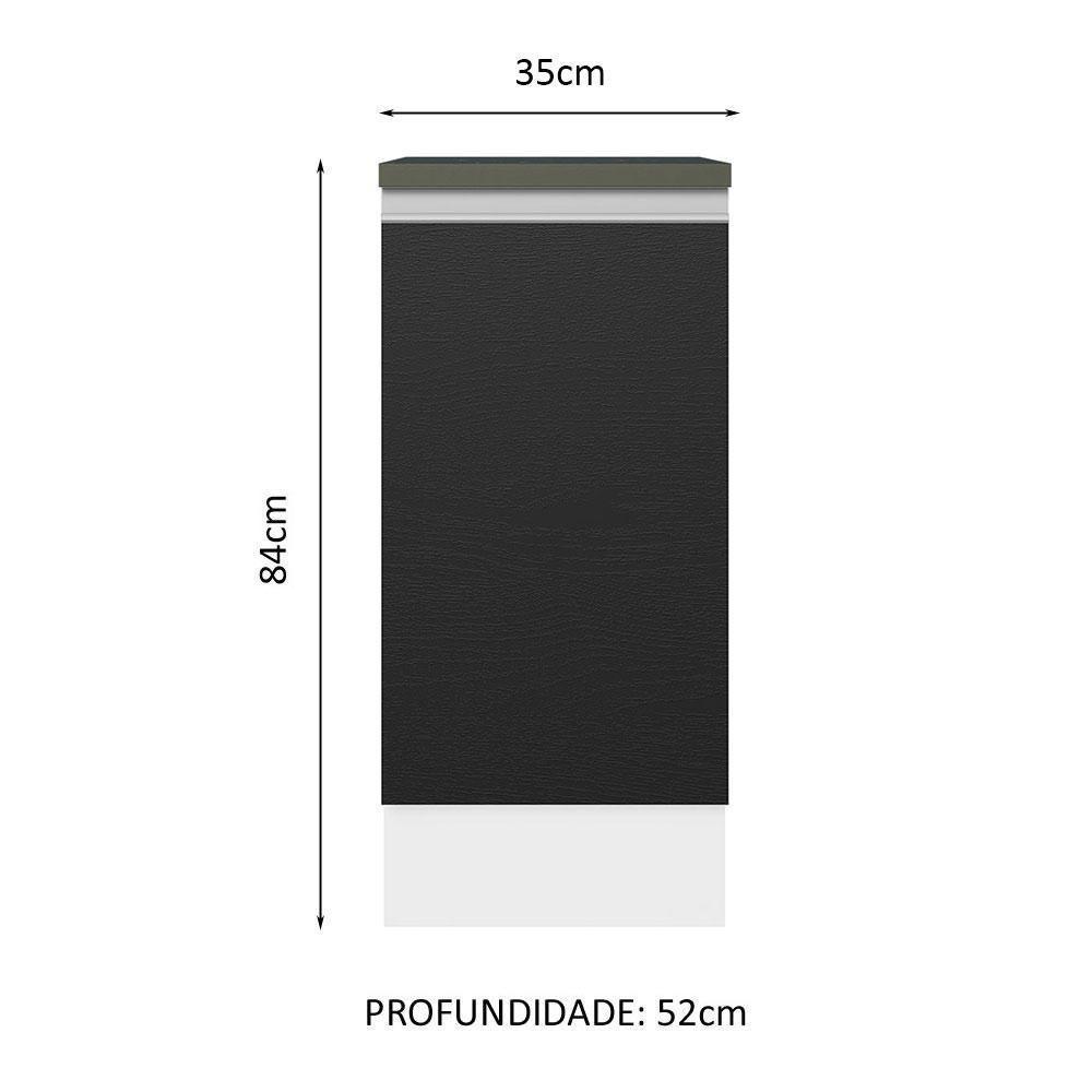 Balcão 100% Mdf 35 Cm 1 Porta Branco Preto Acordes Madesa Branco/preto - 2