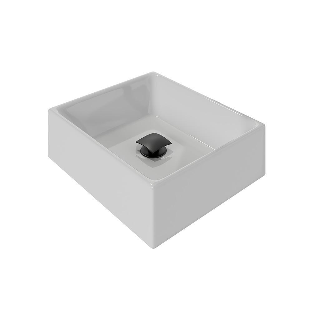 Kit Cuba Pia De Sobrepor Tulipa Com Valvula Click Black Branco Branco - 1