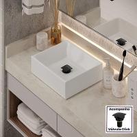 Kit Cuba Pia De Sobrepor Tulipa Com Valvula Click Black Branco Branco - 3