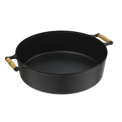Panela Caçarola Ferro Fundido Alça Madeira Sem Tampa 25l N50