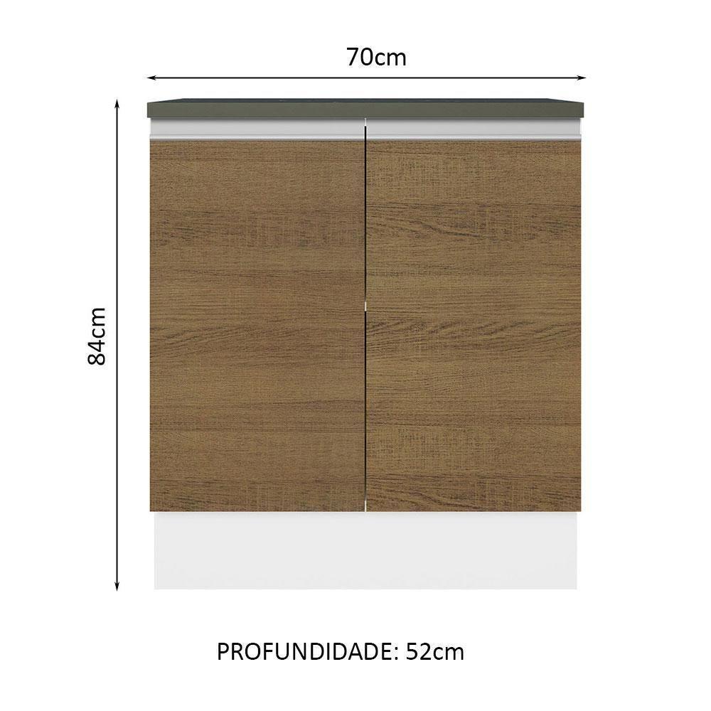 Balcão 100% Mdf 70 Cm 2 Portas Branco/rustic Acordes Madesa Branco/rustic - 4