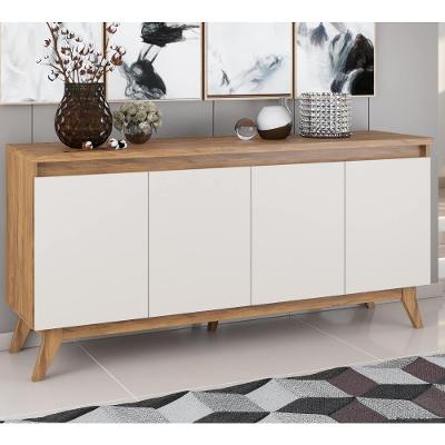 Buffet 4 Portas 156cm Viero Flip - Imbuia/off White
