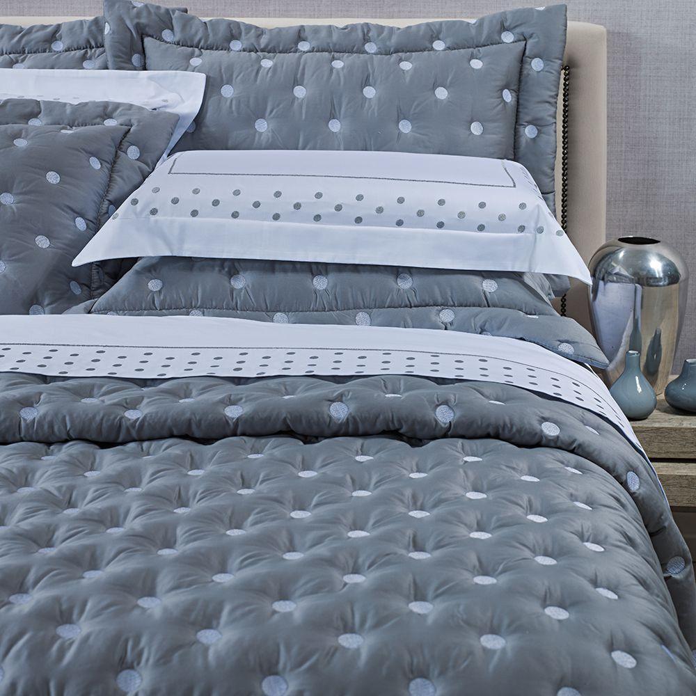 Kit Cobre Leito Colcha Garland Queen 100% Algodão 400 Fios Acetinado Bordado 5 Peças - Cinza Escuro - 3