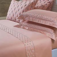 Jogo Cama Lençol Garland Casal Bordado 100% Algodão Acetinado 400 Fios 4 Peças - Rosê E Cinza - 1