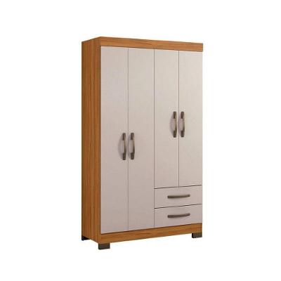 Guarda Roupa Infantil Solteiro Nt5005 4 Portas de Bater 2 Gavetas Freijo com Off White