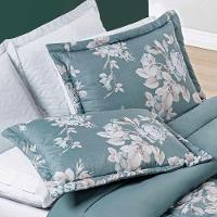 Kit Edredom Celi Queen Dupla Face Micropercal 200 Fios 3 Peças - Verde Floral - 2
