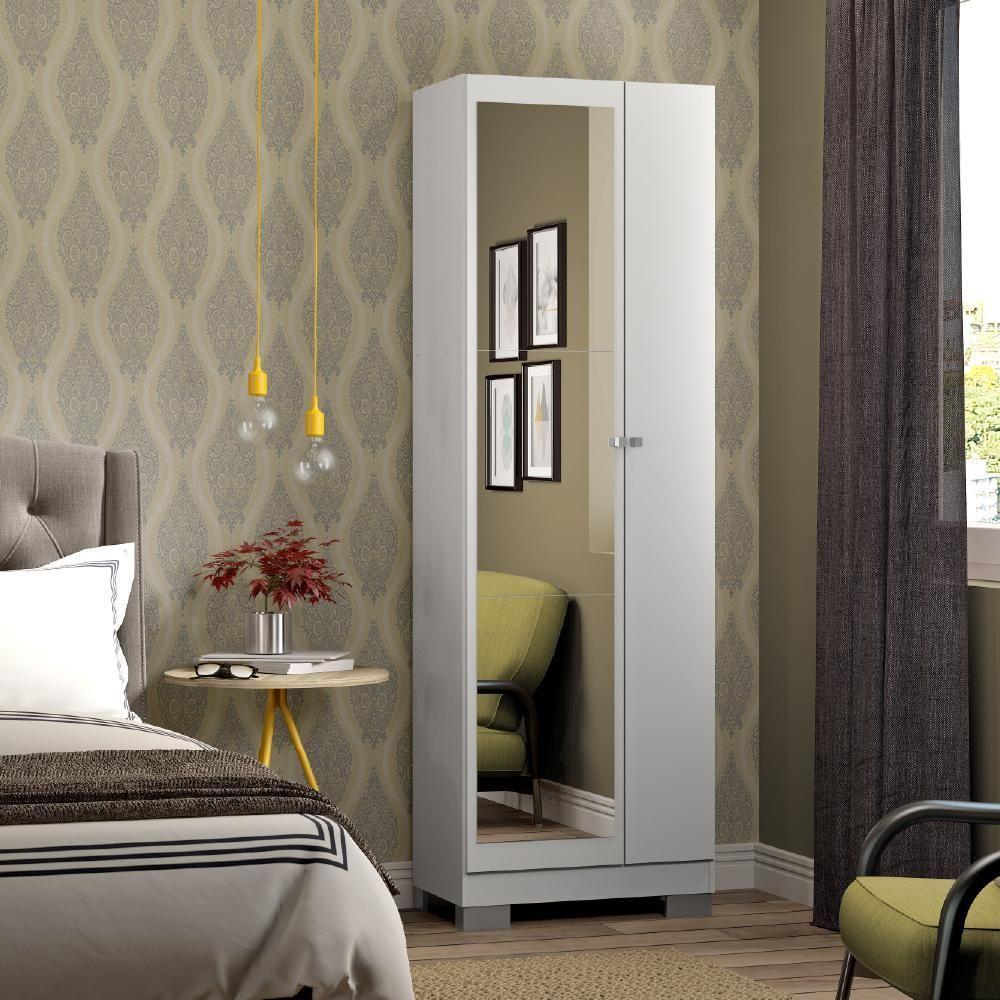 Armário Utilitário Sapateira 2 Portas Espelho Branco - 1