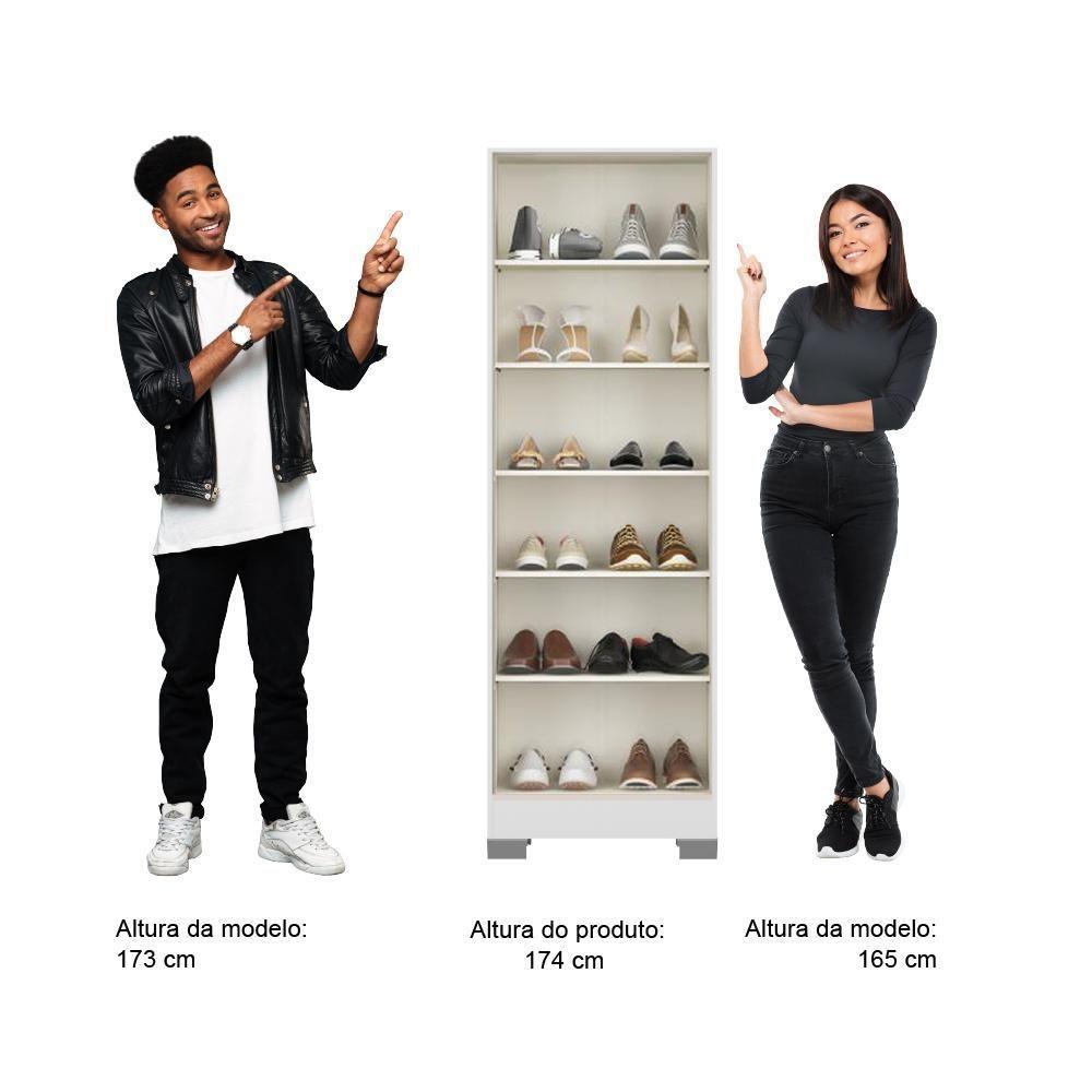 Armário Utilitário Sapateira 2 Portas Espelho Branco - 4