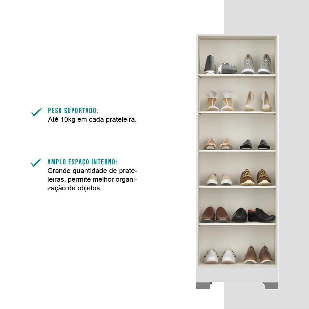 Armário Utilitário Sapateira 2 Portas Espelho Branco - 5