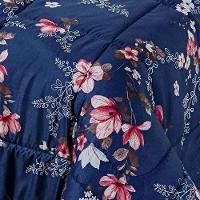 Kit Edredom Celi King Dupla Face Micropercal 200 Fios 3 Peças - Azul Marinho Floral - 5