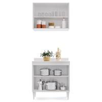 Armário Aéreo Califórnia E Balcão Hawai Com Tampo 80cm Branco - Lumil