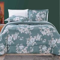 Kit Edredom Celi Super King Dupla Face Micropercal 200 Fios 3 Peças - Verde Floral - 9